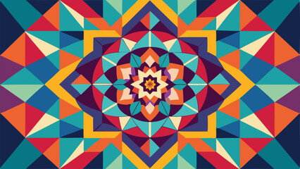 Colorful geometric mandala design illustrating symmetry and abstract artistic style