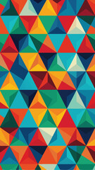 Colorful geometric triangle pattern in vibrant and bold shades with transparency