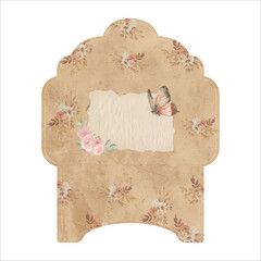 Shabby Rose Butterfly Envelope - Vintage Floral Design