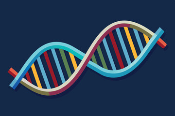 Colorful depiction of a DNA double helix on a dark background showcasing genetic structure in a modern design