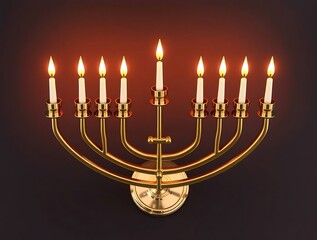 Fototapeta premium Gold menorah with lit candles