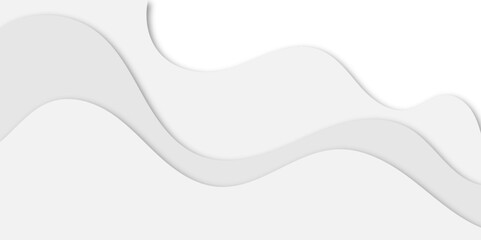 Abstract 3D paper cut wave design in grayscale tones, layered curves creating depth and shadow. Elegant, minimal, flowing shapes ideal for modern backgrounds, banners, or presentation headers.