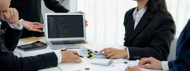 Software development programming on computer screen for brisk application and program coding