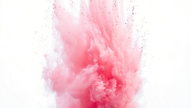 Explosión de polvo color rosa aislada sobre fondo transparente. PNG.