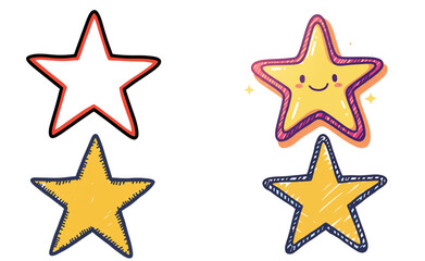 Adorable Hand-Drawn Star Icons Perfect for Branding Design Projects Childrens Books and App Development