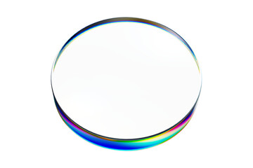 Circular iridescent bubble with rainbow edges isolated against a black background