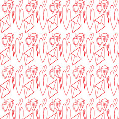 Seamless vector pattern of red hearts, ideal for vintage valentine's day wallpaper or fabric design