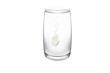 Effervescent tablet dissolving in water in a glass on black background illustrative representation