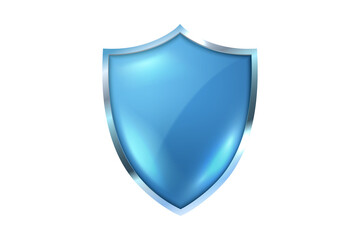 Elegant blue shield with silver border symbolizing protection security and safeguarding