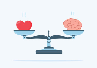 Heart and Brain Balance. The concept of Mental and Physical Health in the scales. Control feelings and emotions