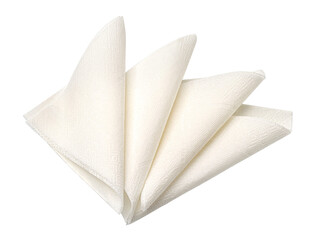 Four folded white paper napkins isolated on white background