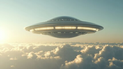 Obraz premium Ufo above clouds sunrise