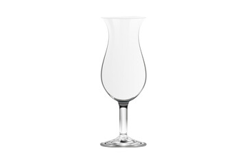 Elegant empty hurricane cocktail glass isolated on a black background for design and mockups