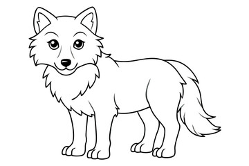 Illustration of a cartoon wolf in outline on a white background. Children's coloring