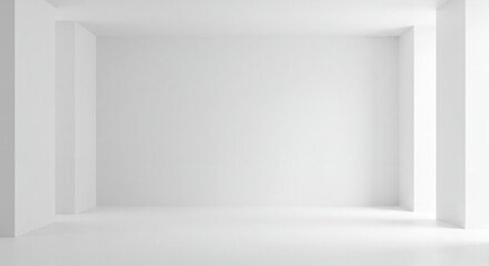 Fototapeta premium Minimalist White Room Interior Design: Clean, Modern, and Elegant Empty Space Perfect for Product Placement or Architectural Visualization