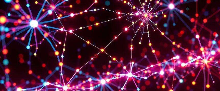 Abstract neural network visualization, glowing nodes & connections,  network,  system