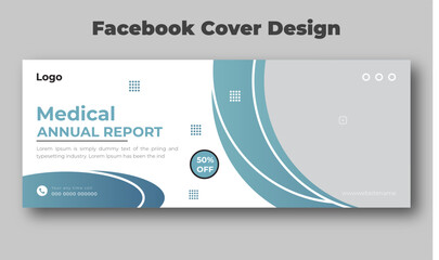 Medical annual report facebook cover and banner design template