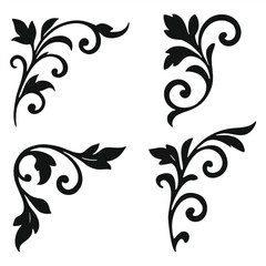 Ornamental Floral Corner Set A stylish collection of floral corner designs ideal for vintage frames, invitations, and decorative graphic elements.