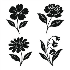 Collection of spring colorful flower elements vector. Set floral of wildflower, leaf branch, foliage on white background. clipart. EPS