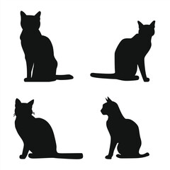 Cat silhouette on white background EPS