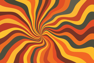 Abstract Retro sunburst pattern with swirling waves in vibrant colors