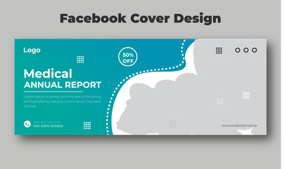 Medical annual report facebook cover and banner design template