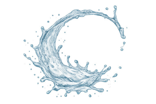 Circular water splash creating dynamic motion, representing purity and freshness against transparent backdrop