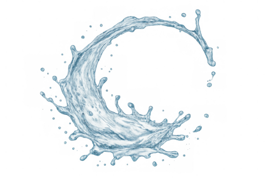 Circular water splash creating dynamic motion, representing purity and freshness against transparent backdrop - Powered by Adobe