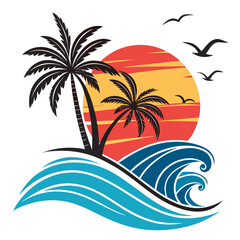 vector illustration of a tropical island