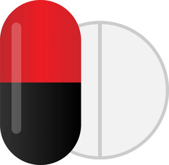 Medicine capsule with tablet pill clipart icon vector design. Drug icon design