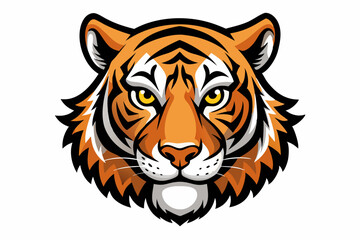 Bold Tiger Face Vector Illustration with Vibrant Orange Stripes