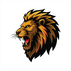 Fototapeta premium Fearsome Lion Roaring Vector Graphic Mascot with Detailed Mane and Intense Expression Perfect for Sports or Gaming Logos