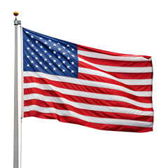 Fototapeta premium American Flag Waving on Pole isolated on a transparent background 4