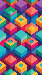 Isometric geometric shapes illustration featuring abstract cubes on a transparent background