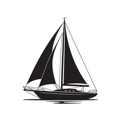 Fototapeta premium Sleek Black Sailboat Silhouette Vector Illustration