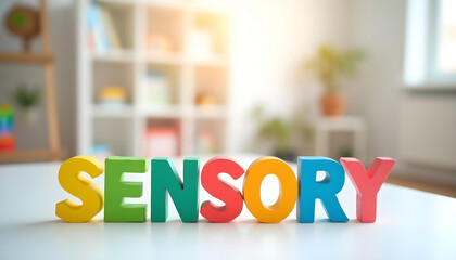 Sensory spelled with wooden letters symbolizing sensory processing challenges and neurodivergent support strategies