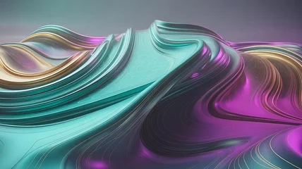Wall murals Abstract colorful fractal background with flowing lines and vibrant waves