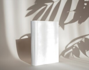 Hardcover Book Mockup with Leaf Shadows