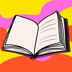 Open Book Illustration: Blank Pages, Colorful Background