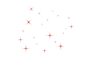 Fototapeta premium Scattered red sparkles and stars bursting against a deep black night sky illustration