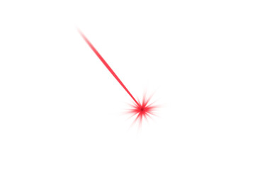 Red laser beam effect with burst of light against a solid black background