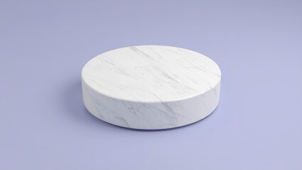 White Marble Round Pedestal on Lavender Background