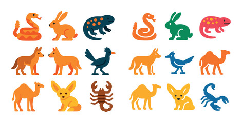 Fototapeta premium Desert Animal Icons