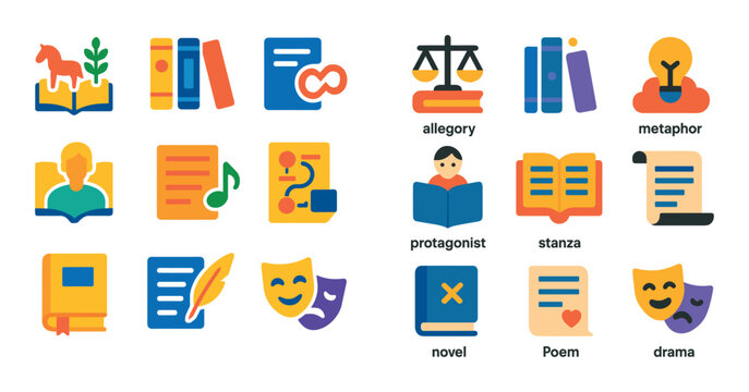 Literature Icons Grid