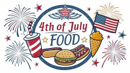 Celebrate th of july with food and drinks patriotic american holiday party barbecue summer vector design