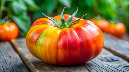 fresh tomatoe on a wooden table