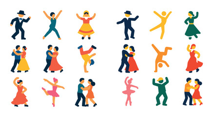 Fototapeta premium Colorful Dance Icon Set