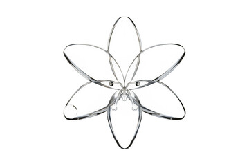 Transparent glass flower with unique design and reflective details against a black background