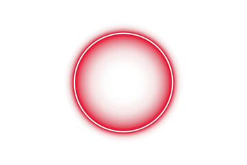 Red pink neon bright glowing ring light circle with blank center sphere blob outline stroke effect on transparent background for modern abstract futuristic digital design