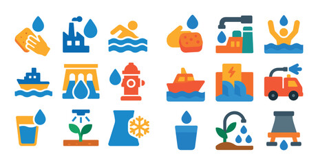 Colorful Water Use Icons